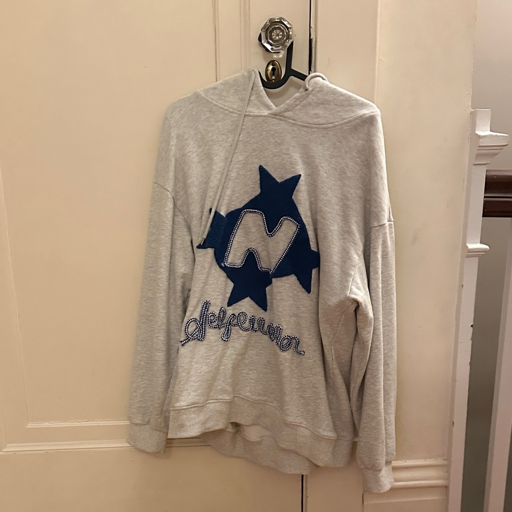 Aelfric Eden Gray Hoodie with Blue Star Design